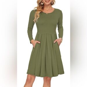 Olive green jersey dress